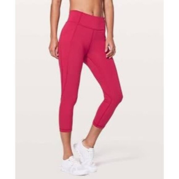 Lululemon Time To Sweat Crop Leggings 23 Inch Size 6 Red Active Gym Yoga Running - Picture 1 of 10